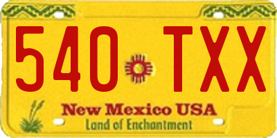 NM license plate 540TXX