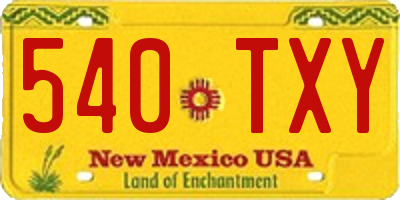 NM license plate 540TXY