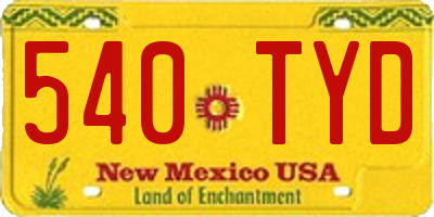 NM license plate 540TYD