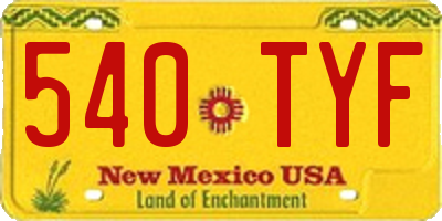 NM license plate 540TYF
