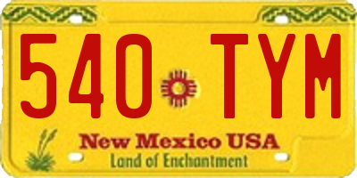 NM license plate 540TYM