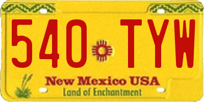 NM license plate 540TYW