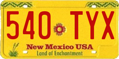 NM license plate 540TYX