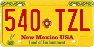 NM license plate 540TZL