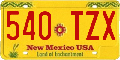 NM license plate 540TZX