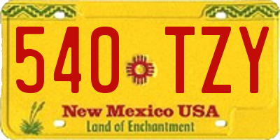 NM license plate 540TZY