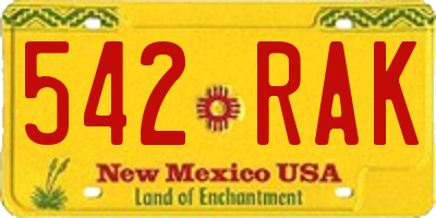 NM license plate 542RAK