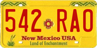 NM license plate 542RAO