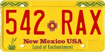 NM license plate 542RAX
