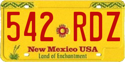 NM license plate 542RDZ