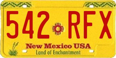 NM license plate 542RFX