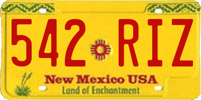 NM license plate 542RIZ