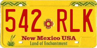 NM license plate 542RLK
