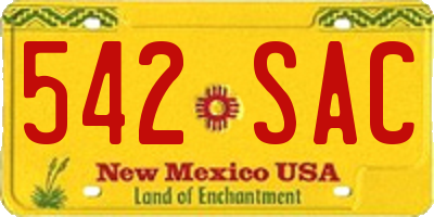 NM license plate 542SAC