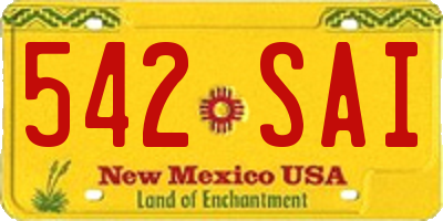 NM license plate 542SAI