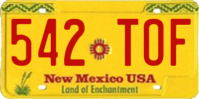 NM license plate 542TOF