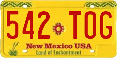 NM license plate 542TOG