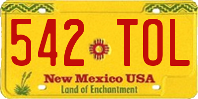 NM license plate 542TOL