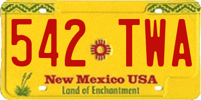 NM license plate 542TWA