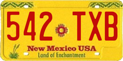 NM license plate 542TXB