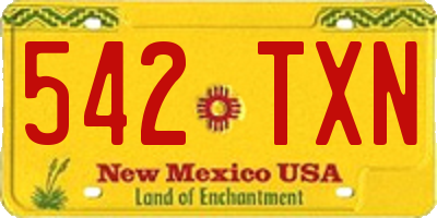 NM license plate 542TXN