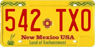 NM license plate 542TXO