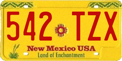 NM license plate 542TZX