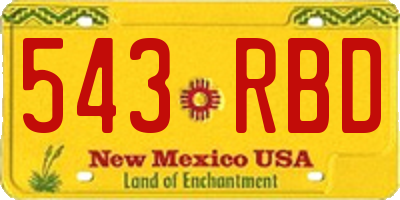 NM license plate 543RBD