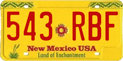 NM license plate 543RBF