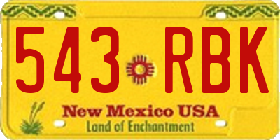 NM license plate 543RBK