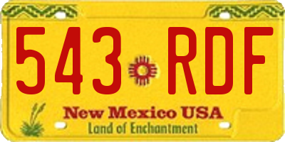 NM license plate 543RDF