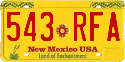 NM license plate 543RFA