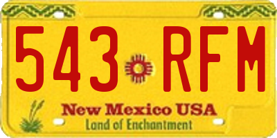 NM license plate 543RFM