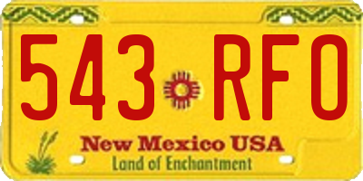 NM license plate 543RFO