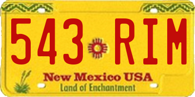 NM license plate 543RIM