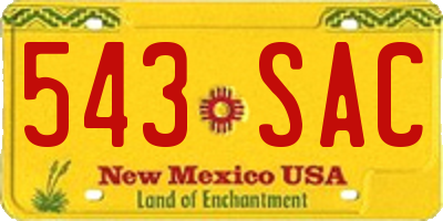 NM license plate 543SAC