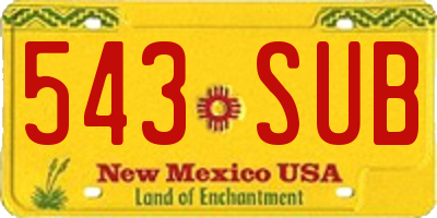 NM license plate 543SUB