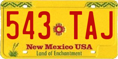 NM license plate 543TAJ