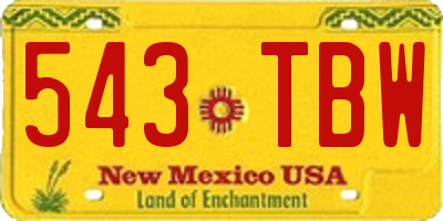 NM license plate 543TBW