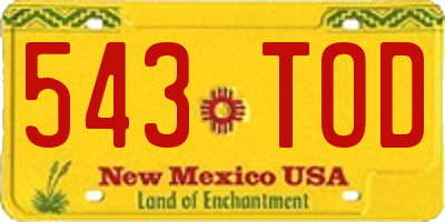 NM license plate 543TOD