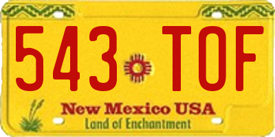 NM license plate 543TOF