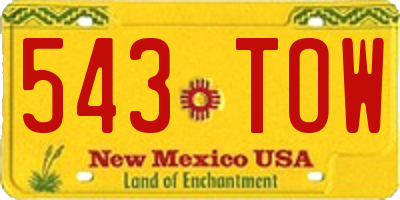 NM license plate 543TOW