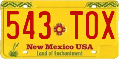 NM license plate 543TOX