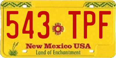 NM license plate 543TPF