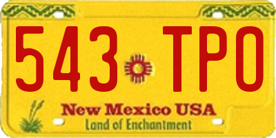 NM license plate 543TPO