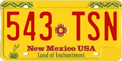 NM license plate 543TSN