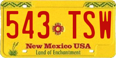 NM license plate 543TSW