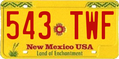 NM license plate 543TWF