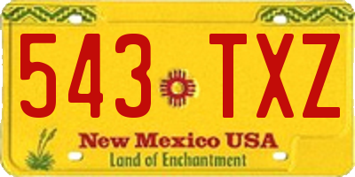 NM license plate 543TXZ