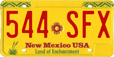 NM license plate 544SFX